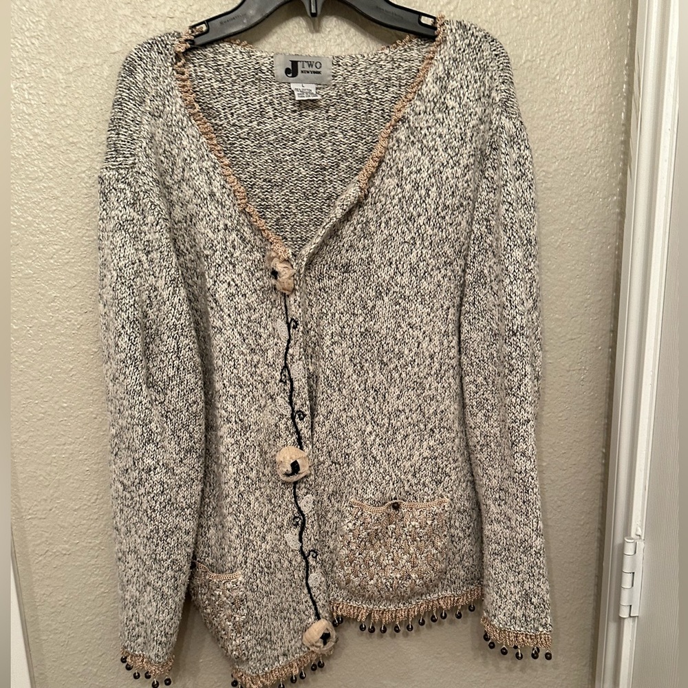 Funky beaded and embroidered vintage grandma cardigan